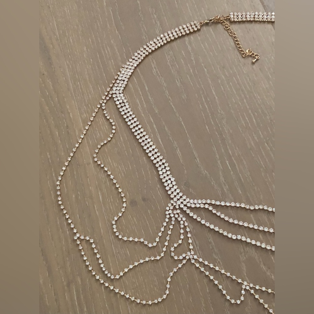 Multi Stand Rhinestone Necklace - Picture 3 of 5